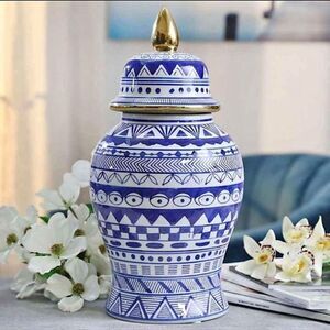 Beautiful White/Blue Temple Ginjer Jar